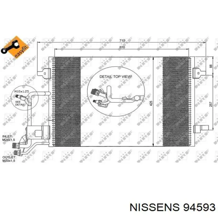 Конденсатор кондиціонера Nissens 94593 ціна, від 87.52 USD