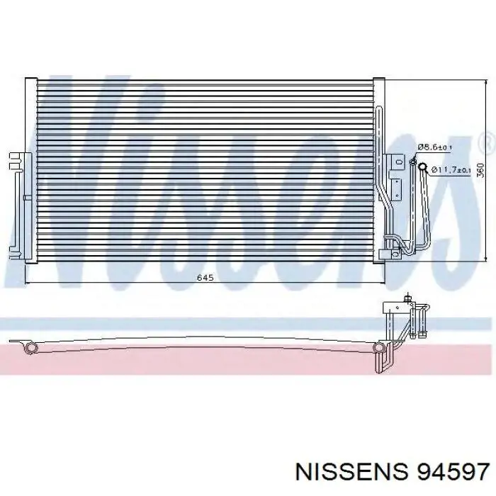 Радіатор кондиціонера 94597 Nissens