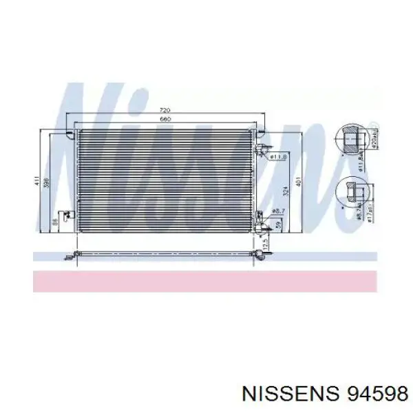 Радіатор кондиціонера 94598 Nissens