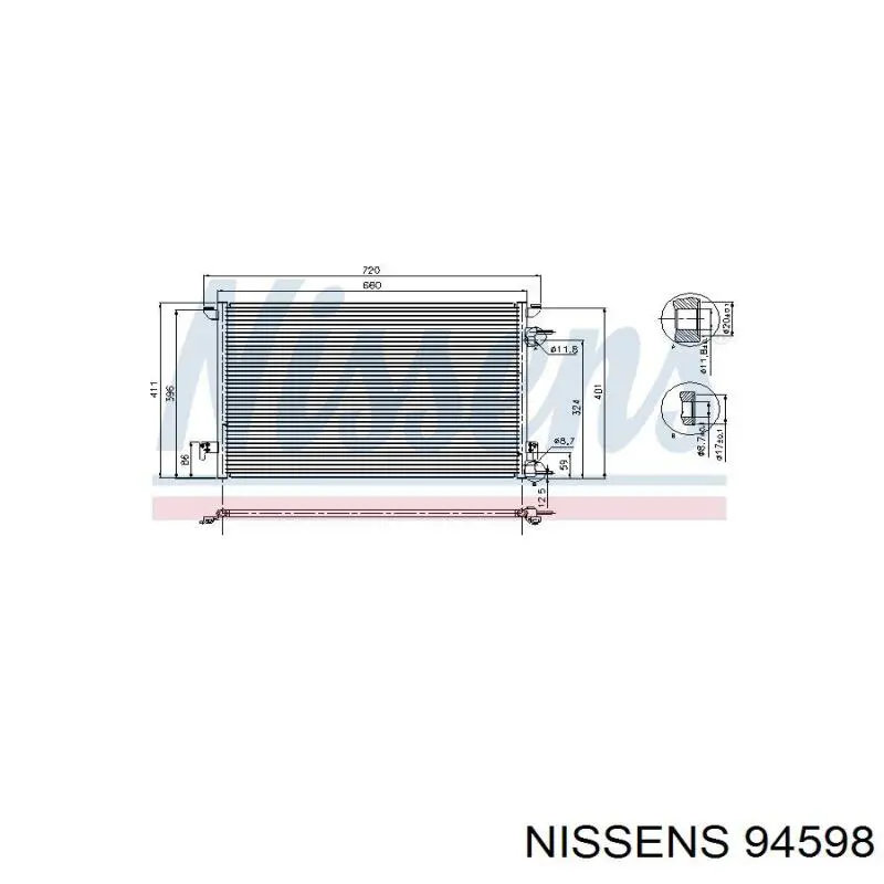 Купити 94598 Nissens Радіатор системи охолодження кондиціонера