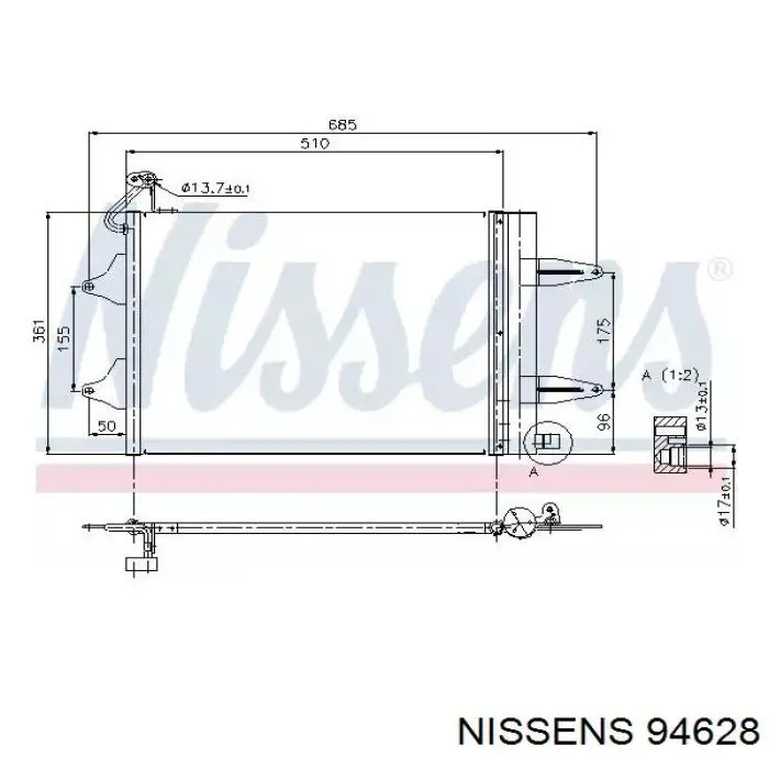 Радіатор кондиціонера 94628 Nissens