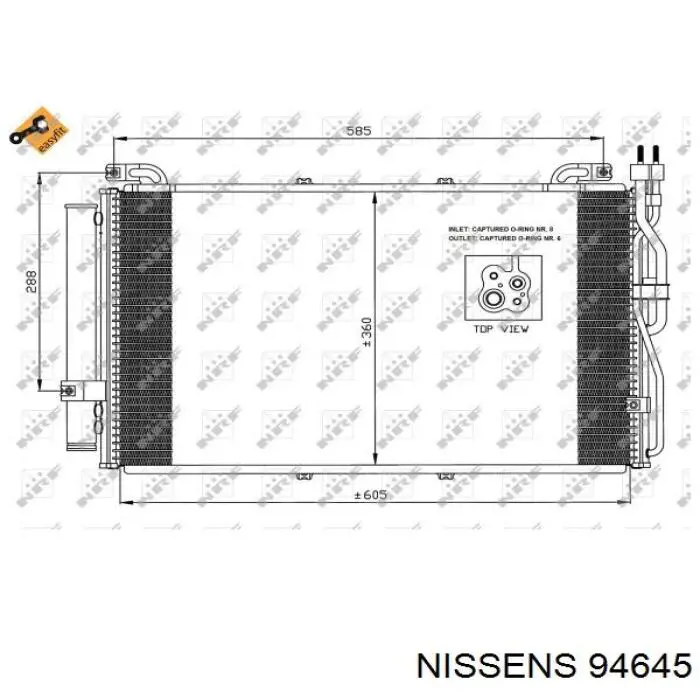 Купити 94645 Nissens Радіатор системи охолодження кондиціонера