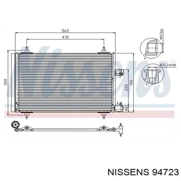 Радіатор кондиціонера 94723 Nissens
