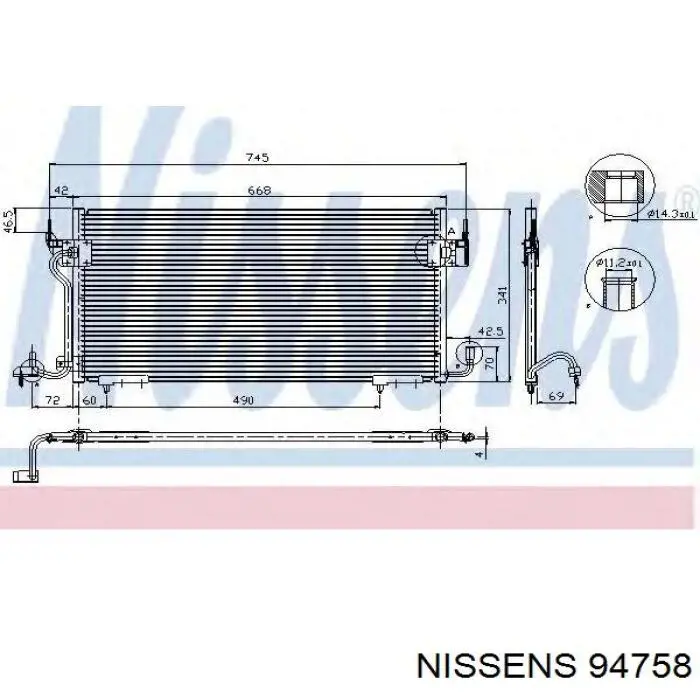 Купити 94758 Nissens Радіатор системи охолодження кондиціонера