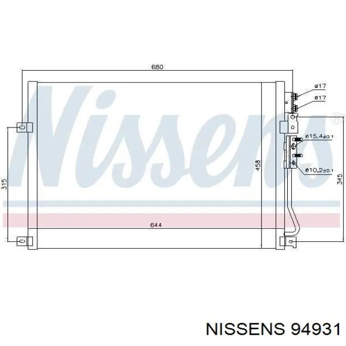 Конденсатор кондиціонера Nissens 94931 ціна, від 132.54 USD