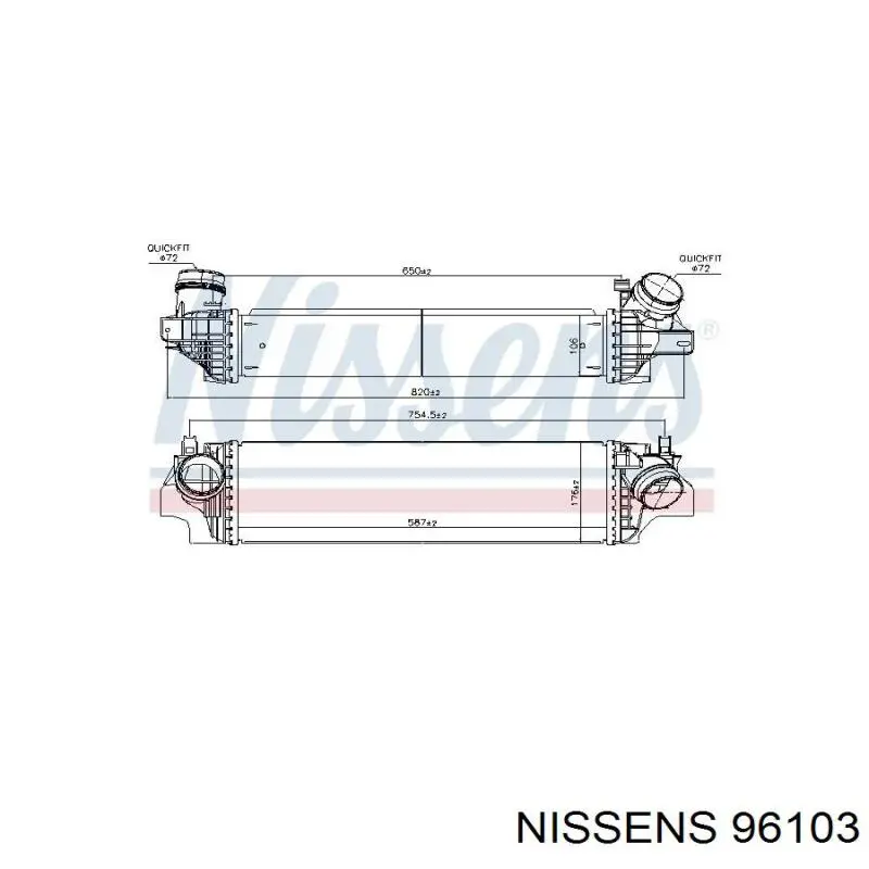 Радіатор интеркуллера 96103 Nissens