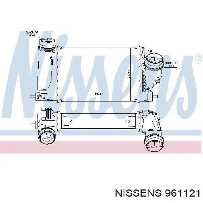Радіатор интеркуллера 961121 Nissens