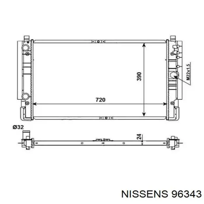 96343 Nissens Охолоджувач наддувочного повітря