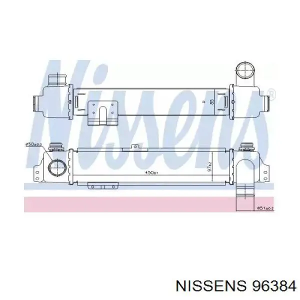 Радіатор интеркуллера 96384 Nissens