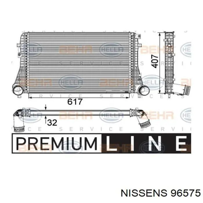 96575 Nissens Охолоджувач наддувочного повітря