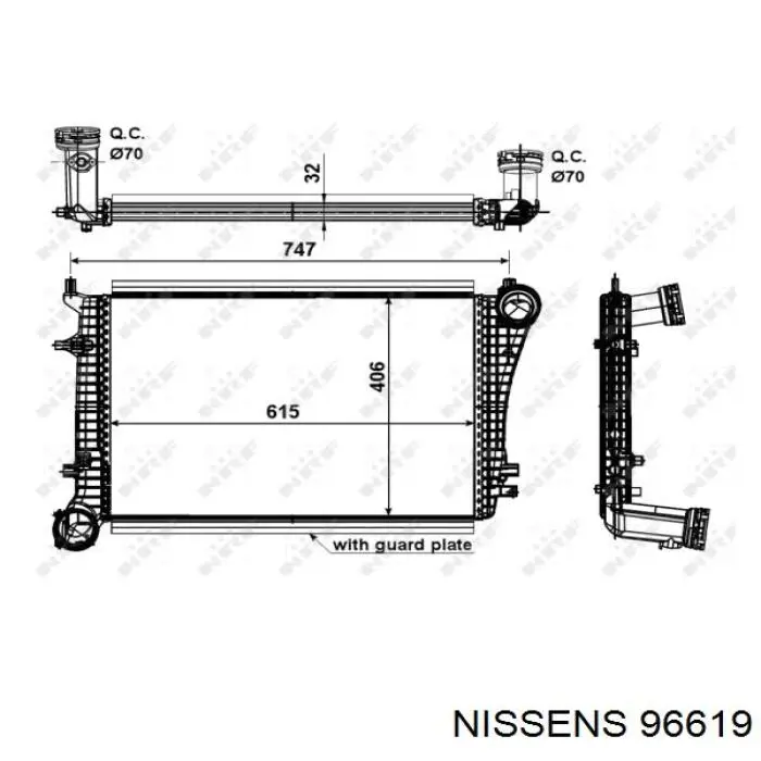 Купити 96619 Nissens Радіатор интеркуллера