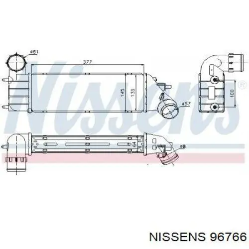 Радіатор интеркуллера 96766 Nissens