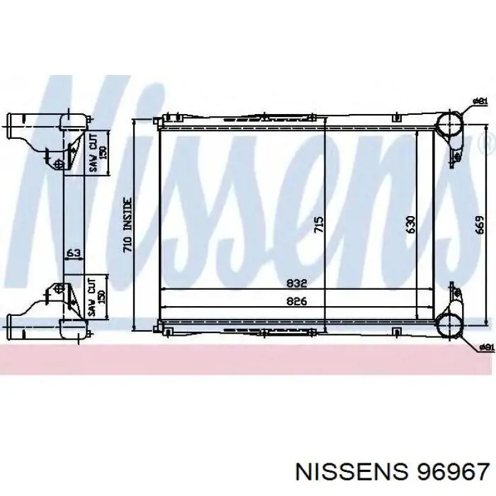 96967 Nissens Охолоджувач наддувочного повітря