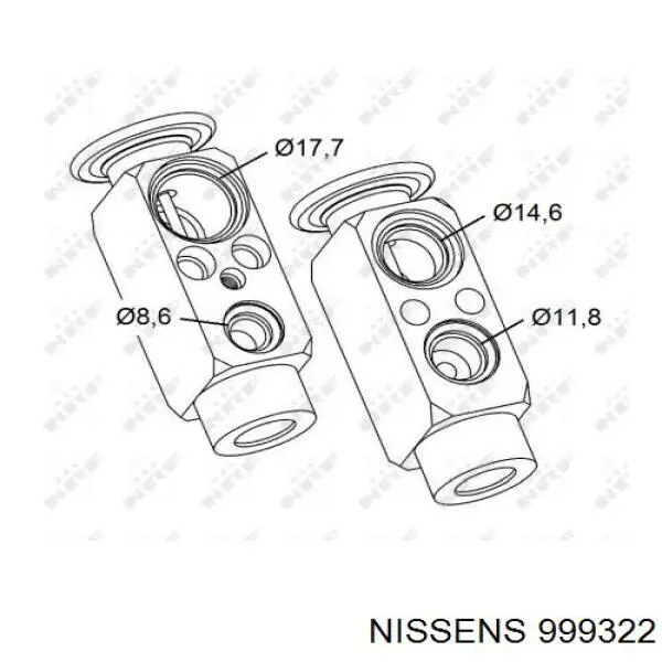 Клапан TRV, кондиціонера Nissens 999322 ціна, від 26.92 USD