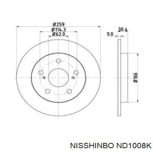 Диск гальмівний задній ND1008K Nisshinbo