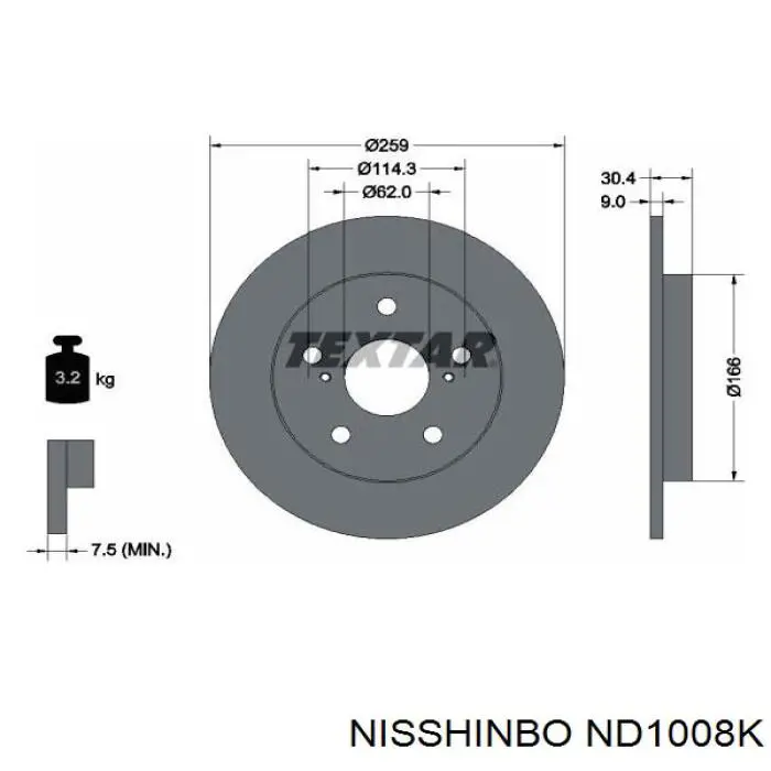 Задні дискові гальма Nisshinbo ND1008K ціна, від 31.17 USD