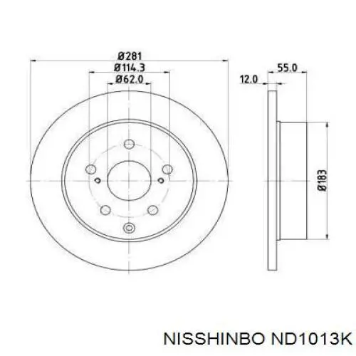 Диск гальмівний задній ND1013K Nisshinbo