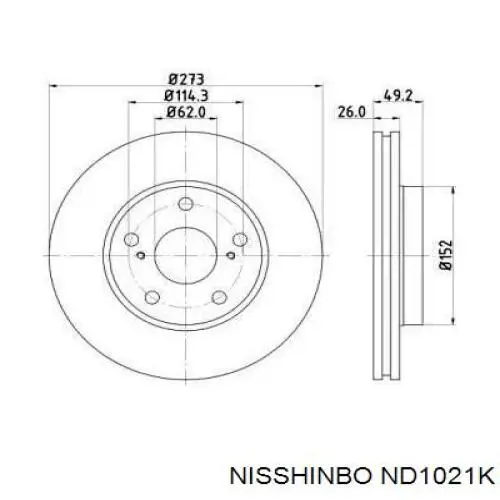 ND1021K Nisshinbo Гальмо дискове переднє