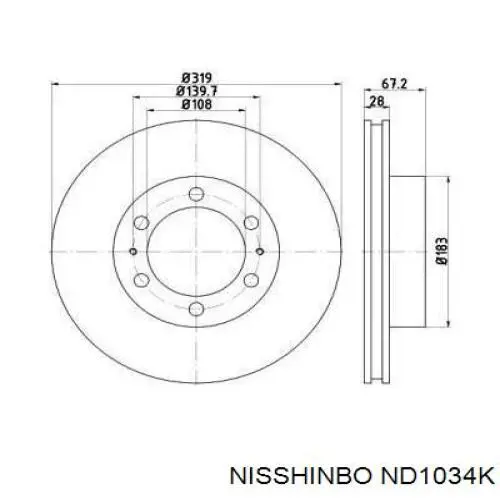 ND1034K Nisshinbo диск гальмівний передній