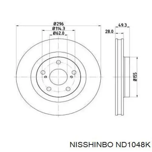 ND1048K Nisshinbo Гальмо дискове переднє