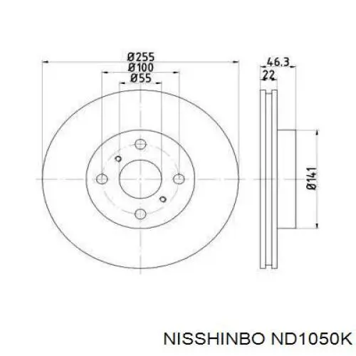 ND1050K Nisshinbo диск гальмівний передній
