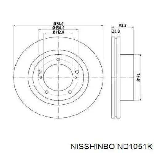 Диск гальмівний передній ND1051K Nisshinbo