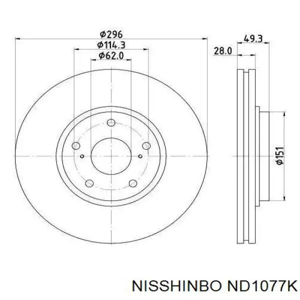 Задні дискові гальма Nisshinbo ND1077K ціна, від 41.69 USD