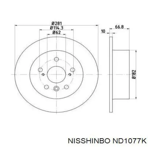 Купити ND1077K Nisshinbo Диск заднього гальма