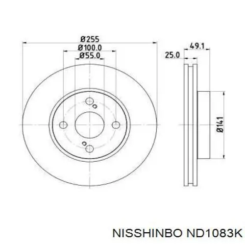 ND1083K Nisshinbo диск гальмівний передній