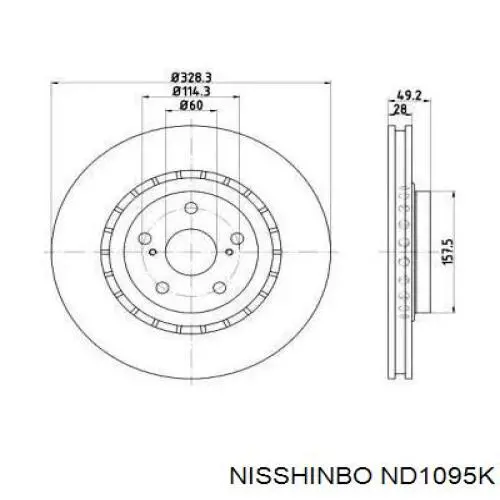 Диск переднього гальма Nisshinbo ND1095K ціна, від 63.13 USD