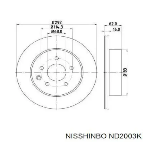 Диск гальмівний задній ND2003K Nisshinbo