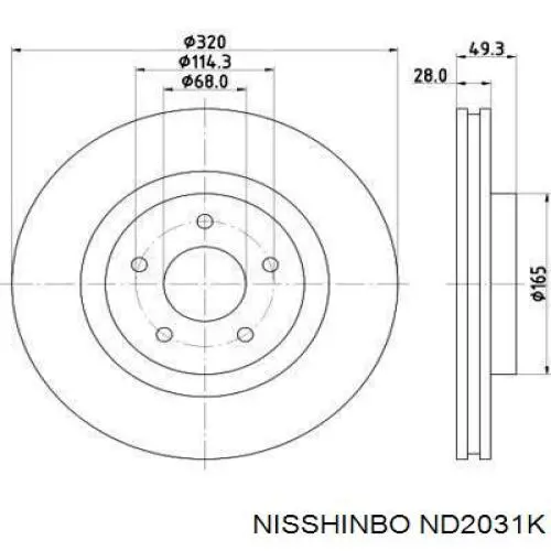Диск гальмівний передній Nisshinbo ND2031K
