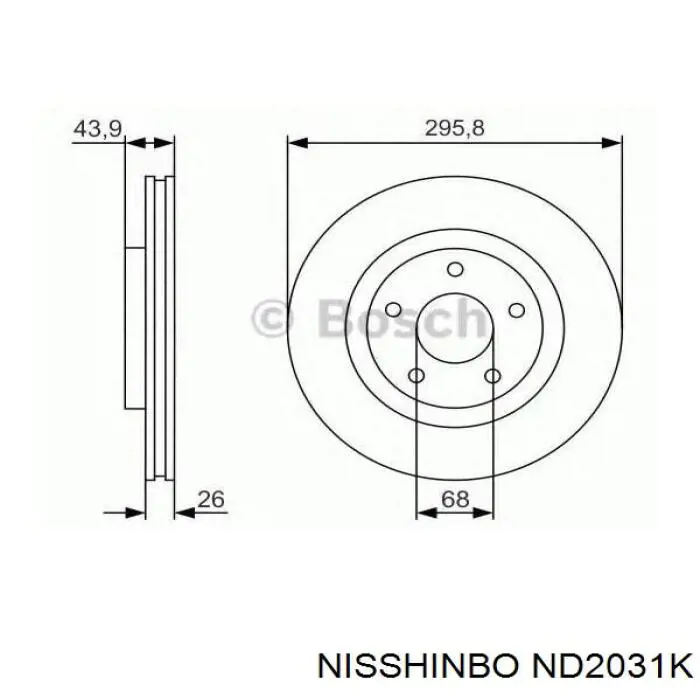 ND2031K Nisshinbo Гальмо дискове переднє
