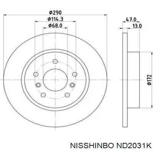Диск переднього гальма Nisshinbo ND2031K ціна, від 51.85 USD