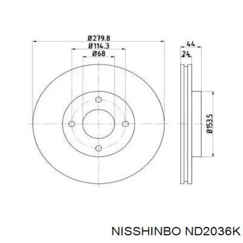 ND2036K Nisshinbo диск гальмівний передній