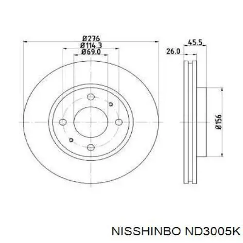 ND3005K Nisshinbo диск гальмівний передній