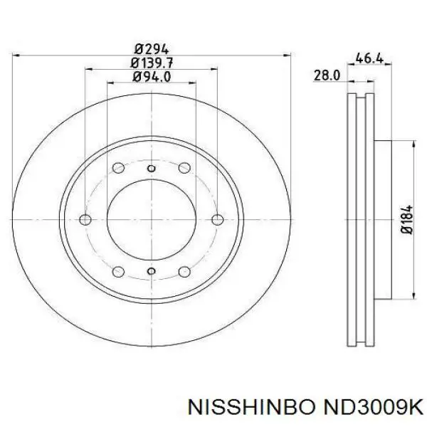 Диск переднього гальма Nisshinbo ND3009K ціна, від 17.78 USD