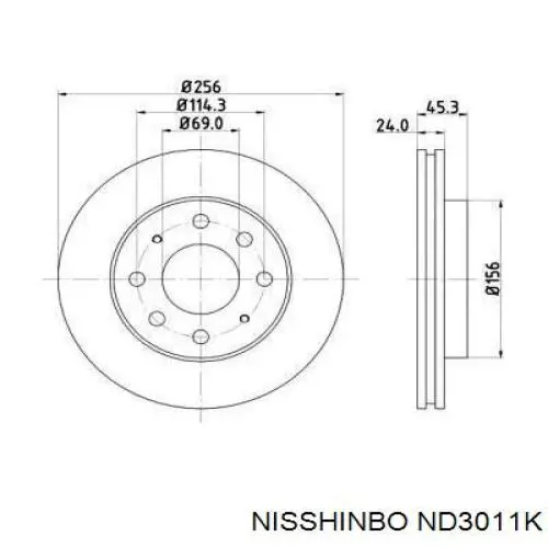 ND3011K Nisshinbo диск гальмівний передній