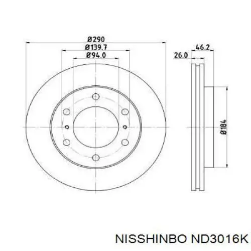 Купити ND3016K Nisshinbo Ротор гальмівний