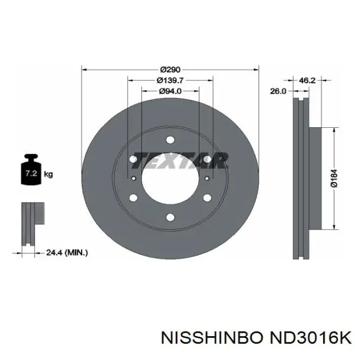 ND3016K Nisshinbo диск гальмівний передній