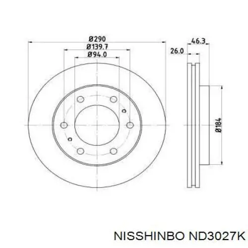 ND3027K Nisshinbo диск гальмівний передній