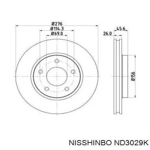 ND3029K Nisshinbo Гальмо дискове переднє