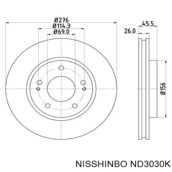 ND3030K Nisshinbo диск гальмівний передній
