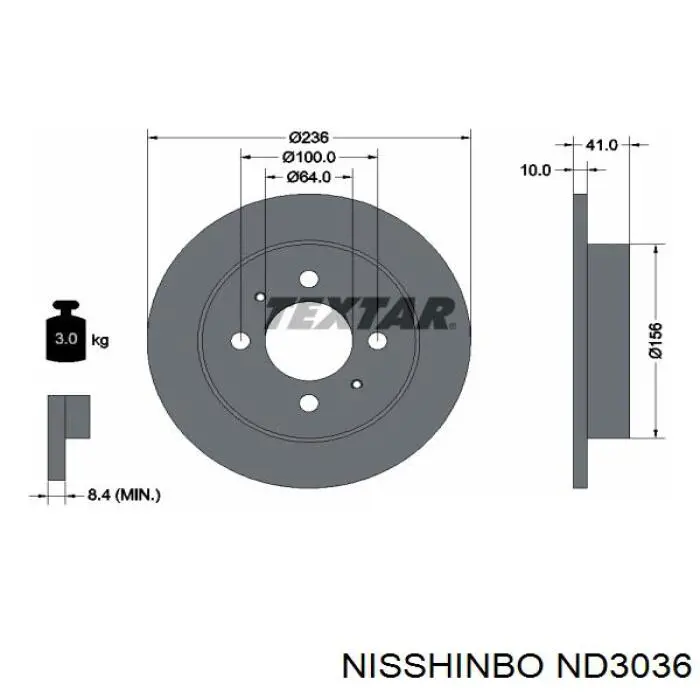 Диск гальмівний задній ND3036 Nisshinbo