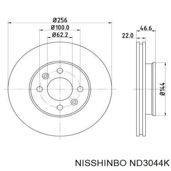 Гальмівні диски передні ND3044K Nisshinbo