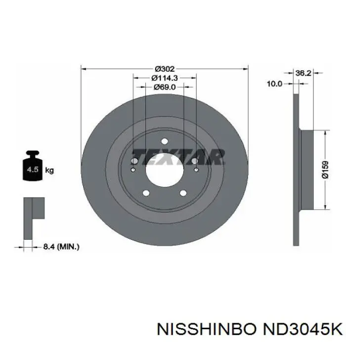 ND3045K Nisshinbo Дискові гальма