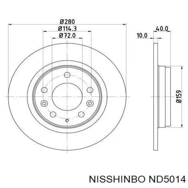 ND5014 Nisshinbo диск гальмівний задній