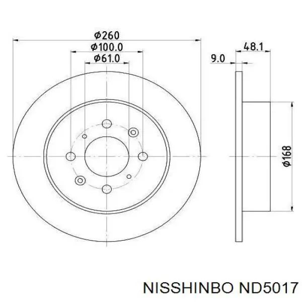 Купити ND5017 Nisshinbo Диск заднього гальма