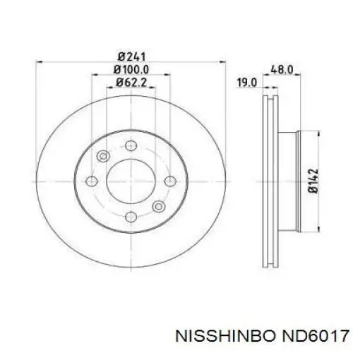 Диск гальмівний передній ND6017 Nisshinbo