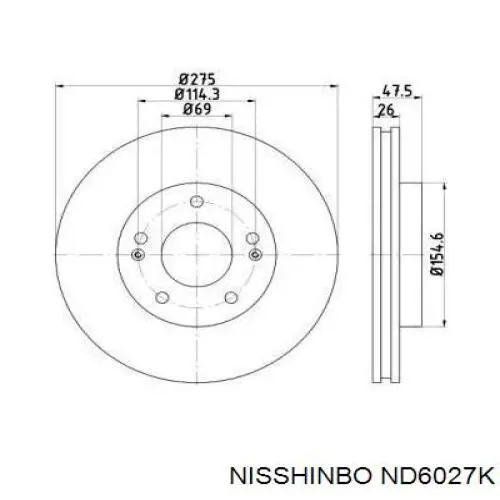 ND6027K Nisshinbo диск гальмівний передній